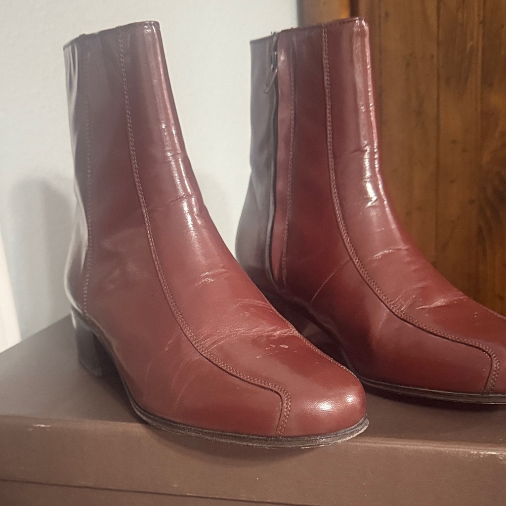 Elegant Brown Leather Ankle Boots